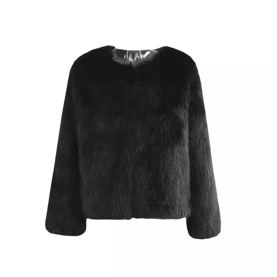 Damen Luxus Kunstpelz Jacke mit eleganten Details Heidi-Mode
