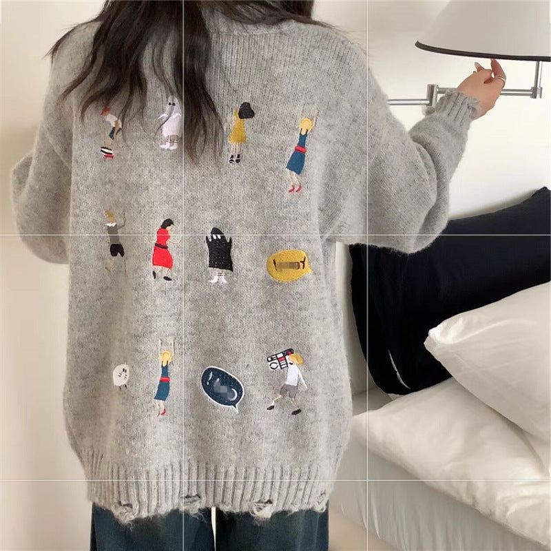 Damen Grober Strickcardigan mit praktischen Taschen und Knopfdetails Heidi-Mode