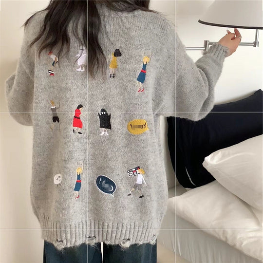 Damen Grober Strickcardigan mit praktischen Taschen und Knopfdetails Heidi-Mode