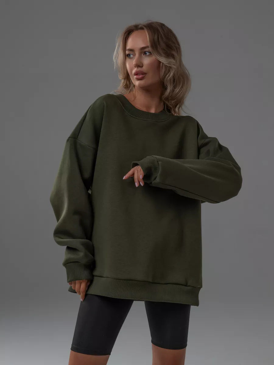 Damen Oversized Sweatshirt mit lässigem Schnitt und hohen Bündchen Heidi-Mode