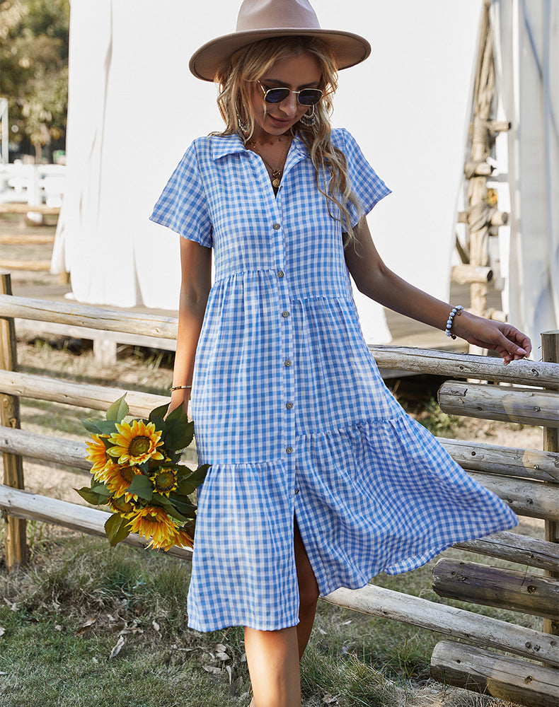 Heidi Mode | Hemdkragen kariertes Kleid