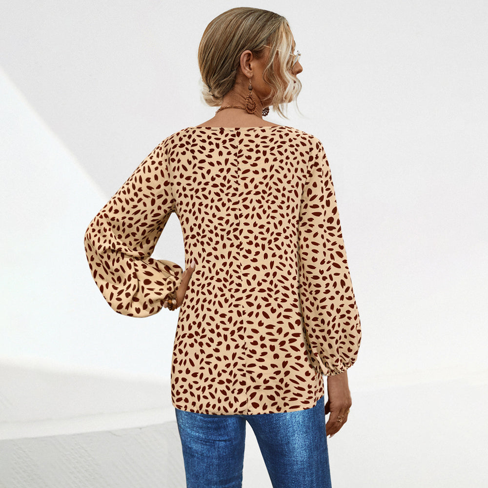 Damen Leichte Bluse mit V-Ausschnitt und voluminösen Ärmeln Heidi-Mode