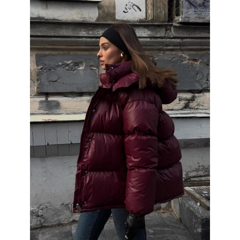 Damen Steppjacke mit glänzender Oberflächenstruktur Heidi-Mode