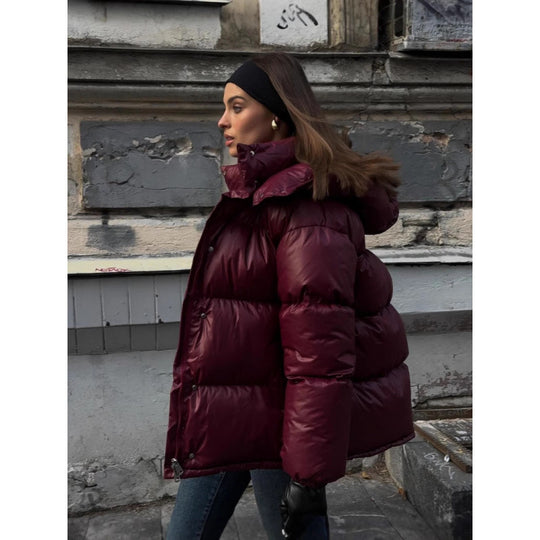 Damen Steppjacke mit glänzender Oberflächenstruktur Heidi-Mode