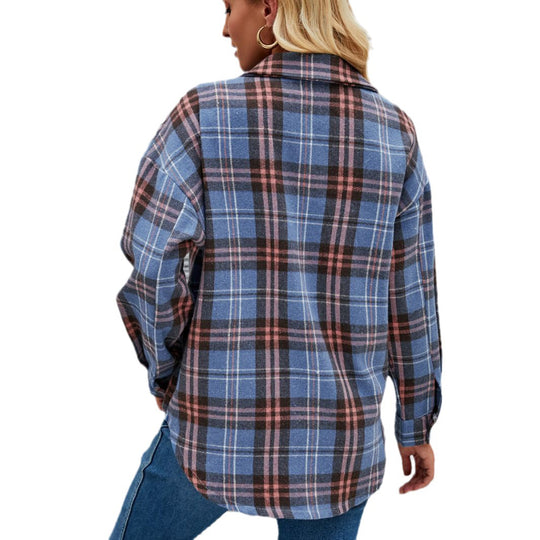 Damen Flanellhemdjacke im lässigen Karo-Design mit Brusttaschen Heidi-Mode