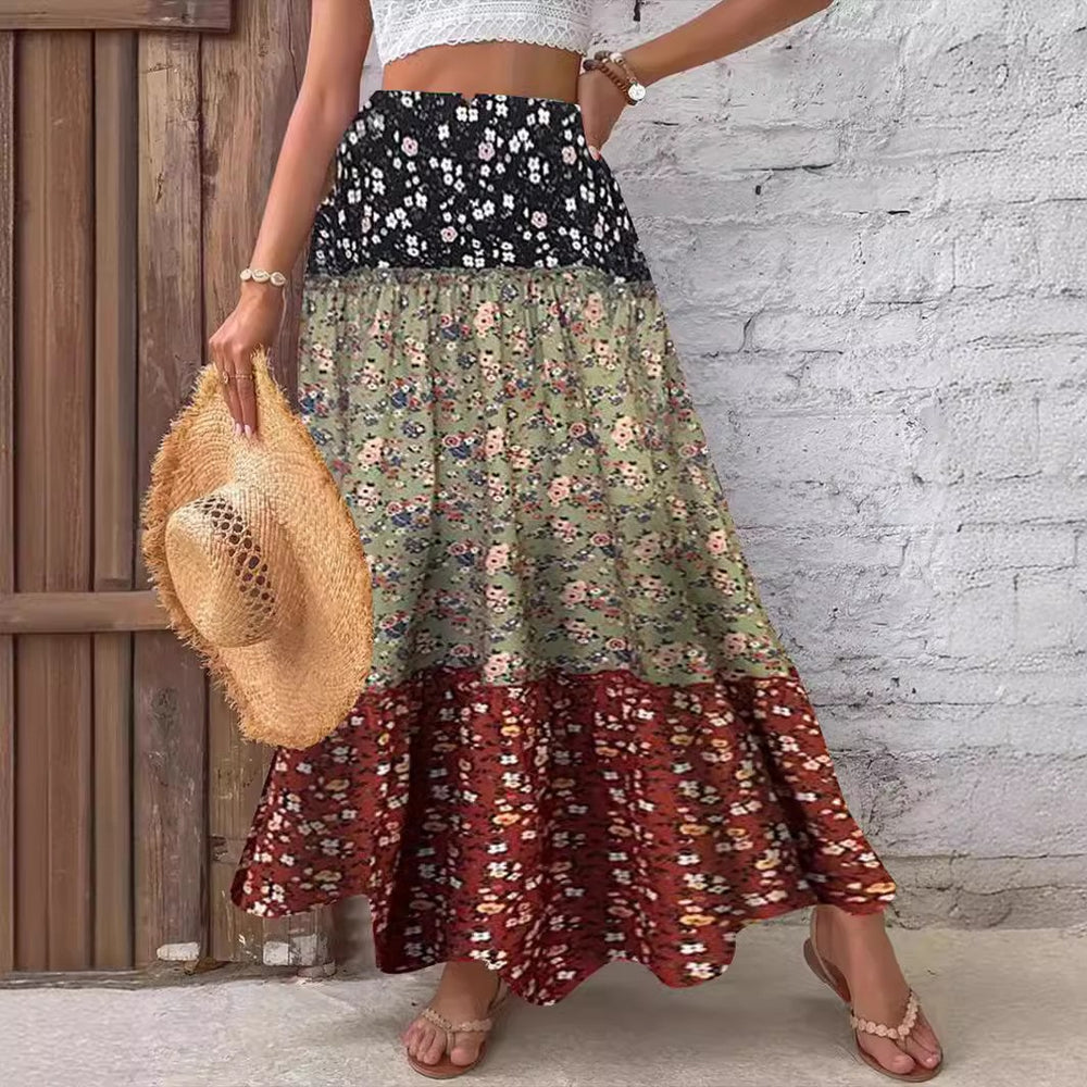 Femme Bohemian Patchwork Maxi Rock Heidi-Mode