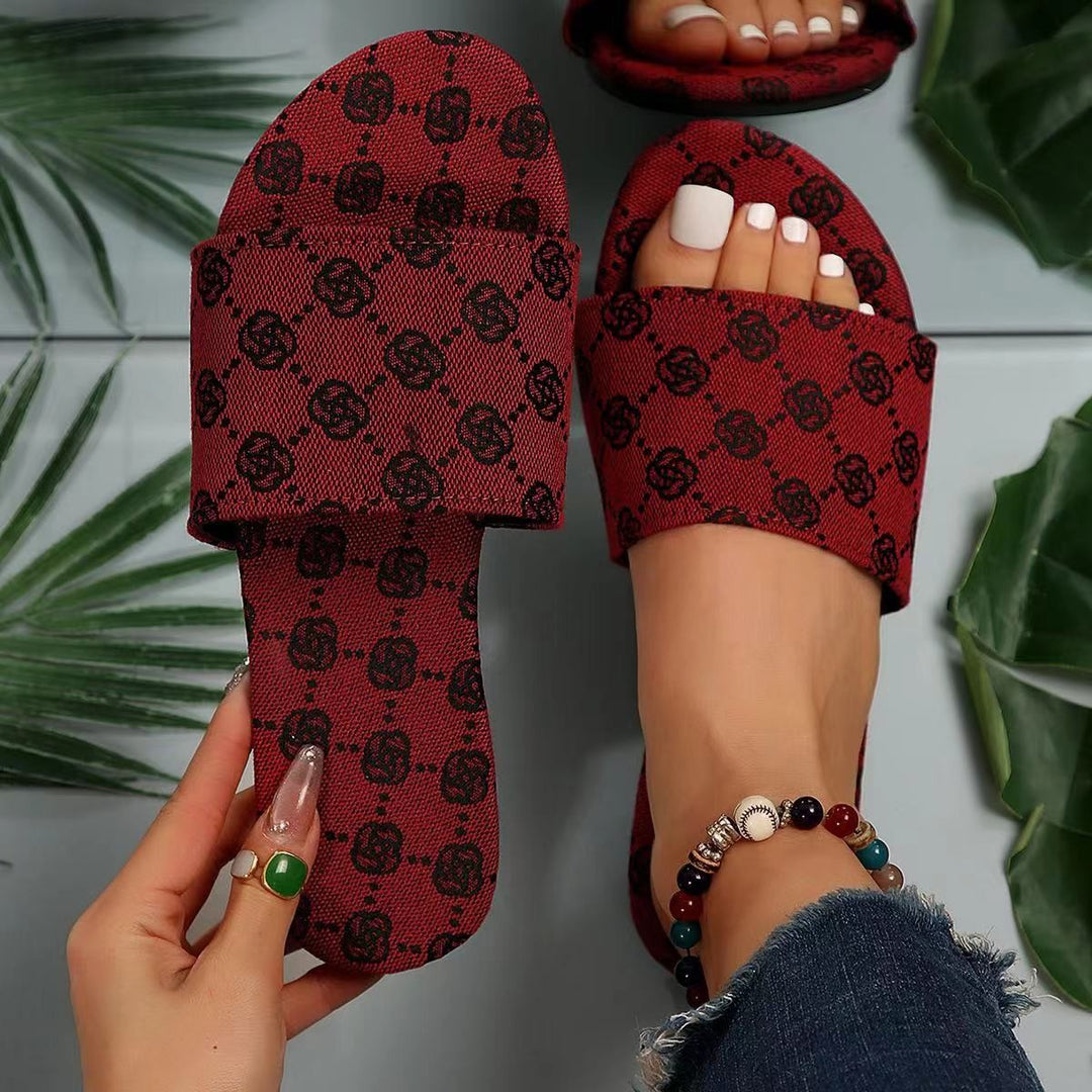 Damen offene Badesandalen mit trendiger Logostickerei und rutschfester Sohle Heidi-Mode