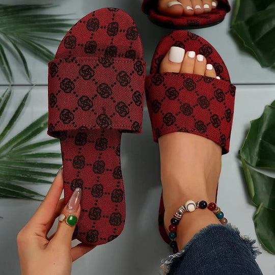 Damen offene Badesandalen mit trendiger Logostickerei und rutschfester Sohle Heidi-Mode