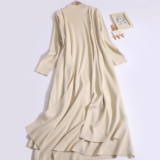 Damen eleganter Longmantel mit asymmetrischem Schnitt und hohem Kragen Heidi-Mode