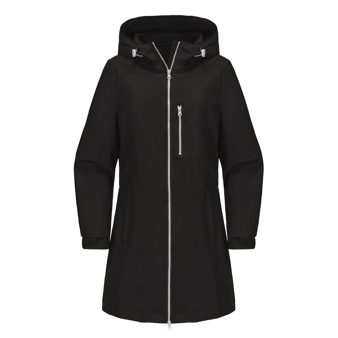Damen modische Regenjacke mit Kapuze und praktischen Taschen Heidi-Mode