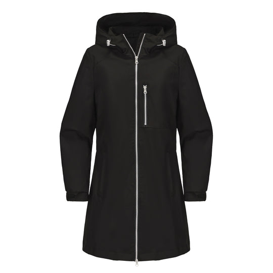 Damen modische Regenjacke mit Kapuze und praktischen Taschen Heidi-Mode