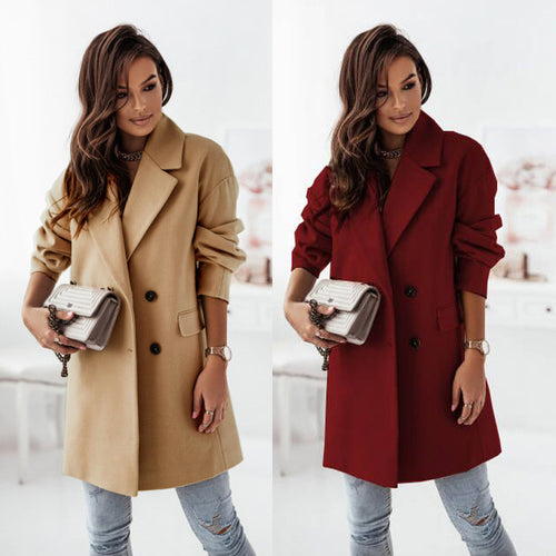 Damen klassischer Oversized-Blazer mit elegantem Revers Heidi-Mode