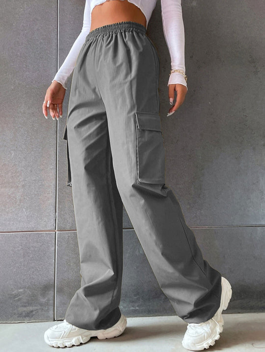 Damen Cargo Hose mit elastischem Bund und praktischen Seitentaschen Heidi-Mode