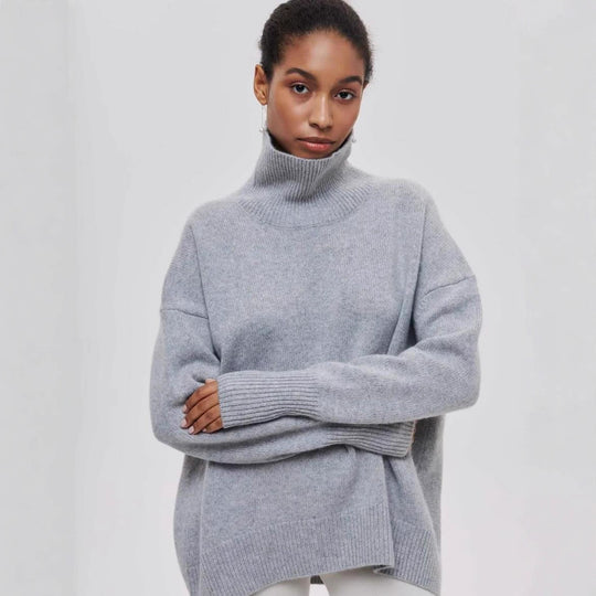 Damen Oversized Rollkragenpullover aus weichem Strick Heidi-Mode
