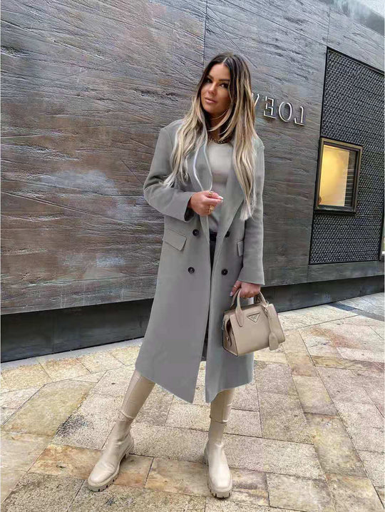 Damen Eleganter und zeitloser Wool Coat mit Doppelreiher Heidi-Mode