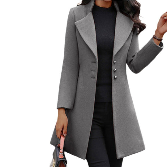 Damen modischer Mantel mit eleganter Knopfleiste und schickem Revers Heidi-Mode