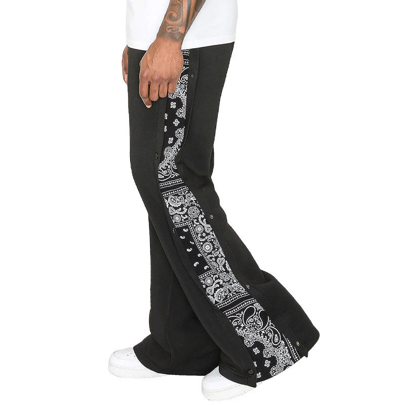 Herren Lässige Freizeit-Hose mit modischen Druckknöpfen und seitlichem Design Heidi-Mode
