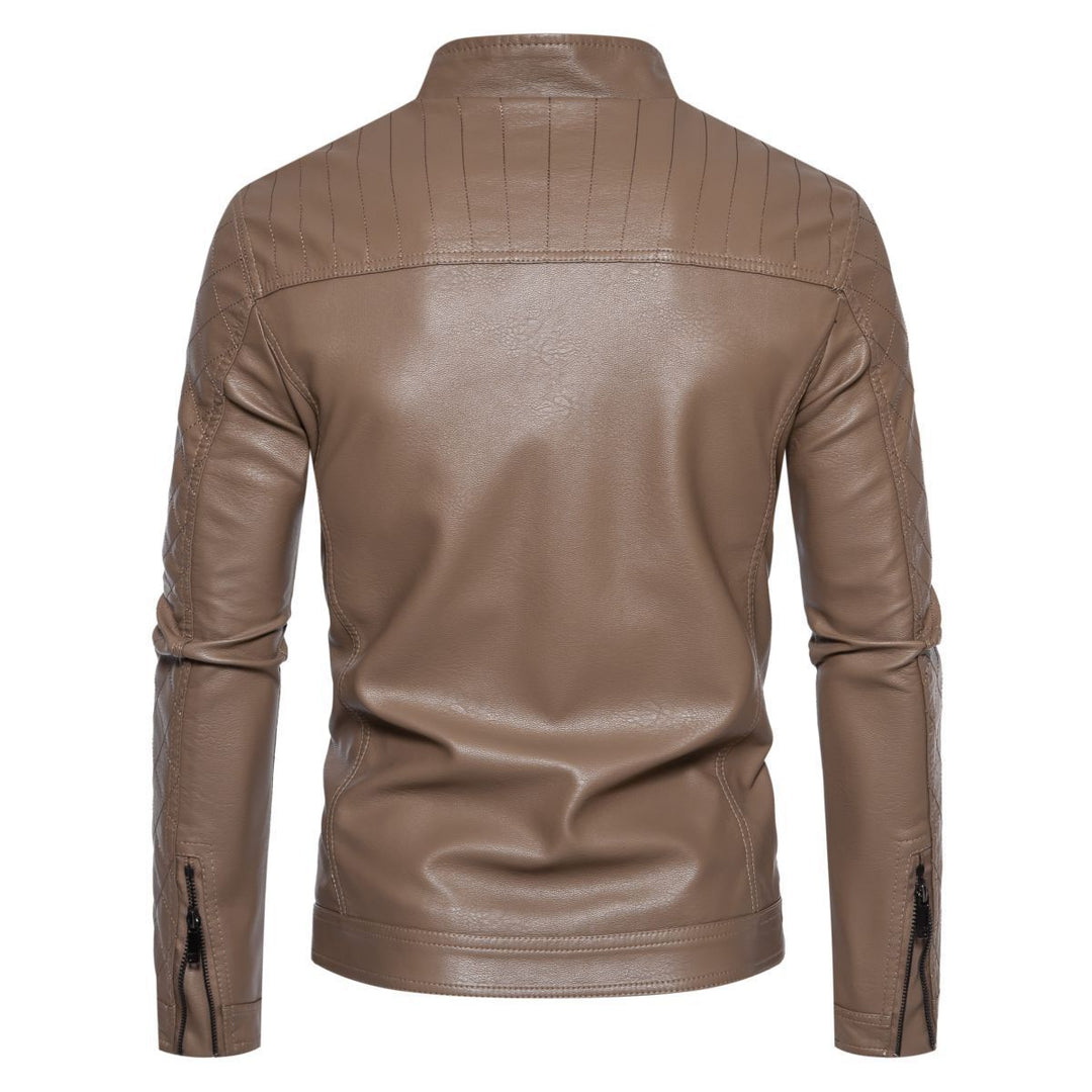 Herren hochwertige Kunstlederjacke mit gesteppter Schulterpartie Heidi-Mode