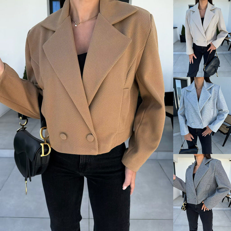 Damen Cropped Doppelreihiger Blazer Heidi-Mode