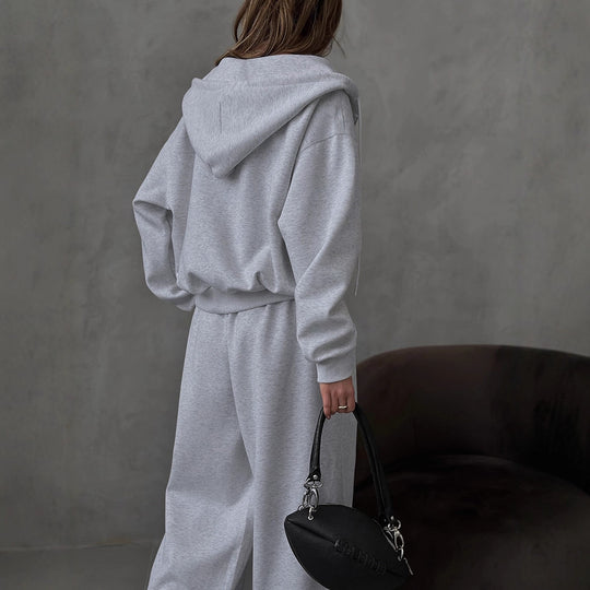 Damen Bequemes Oversized-Lounge-Set mit Kapuze und elastischem Bund Heidi-Mode