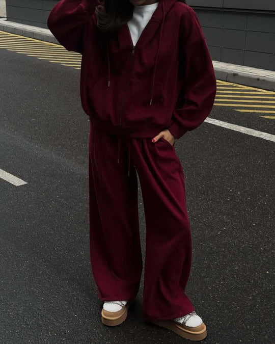 Damen Freizeitanzug mit lässigem Schnitt und hohem Bund Heidi-Mode