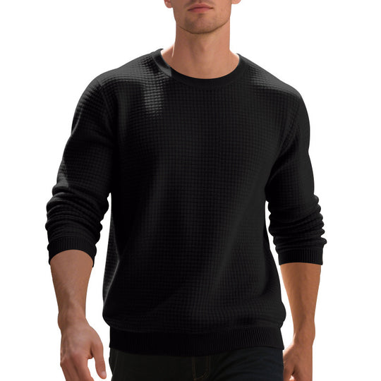 Herren warmer Pullover mit strukturiertem Gewebe und Rundhalsausschnitt Heidi-Mode