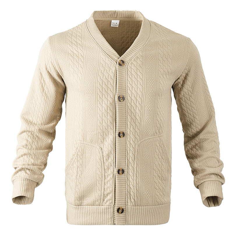 Herren Strickjacke mit hochwertigem Strukturmuster und modernen Knöpfen Heidi-Mode