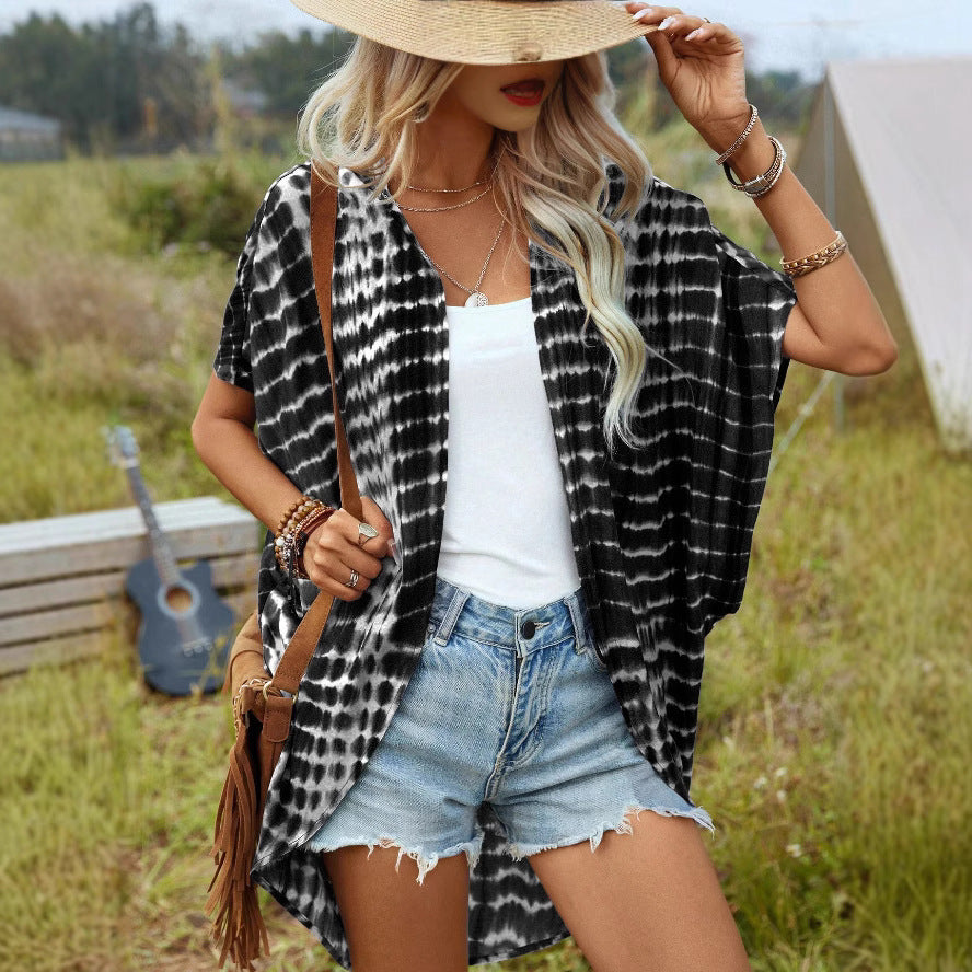 Damen Leichtes Kimono mit modernem Batikdesign Heidi-Mode