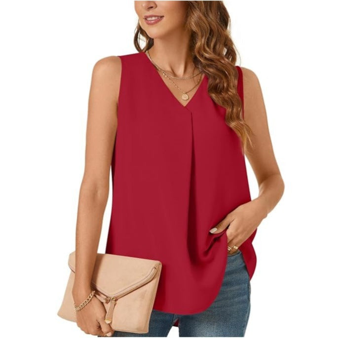 Damen Faltende Chiffon Bluse Heidi-Mode