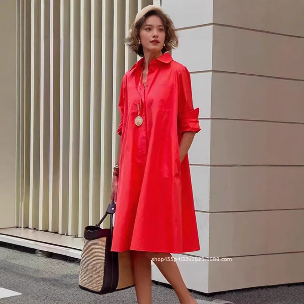 Damen Elegantes und lässiges Hemdkleid mit Taschen Heidi-Mode