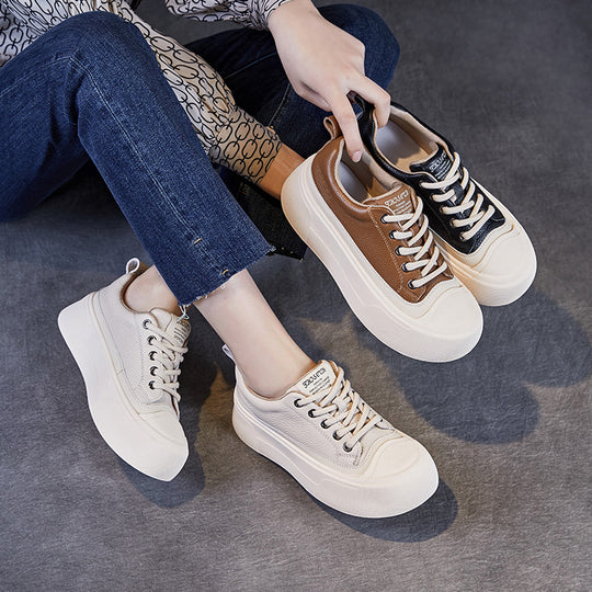 Damen Chunky Plateau Schnürsneaker mit strukturiertem Obermaterial Heidi-Mode