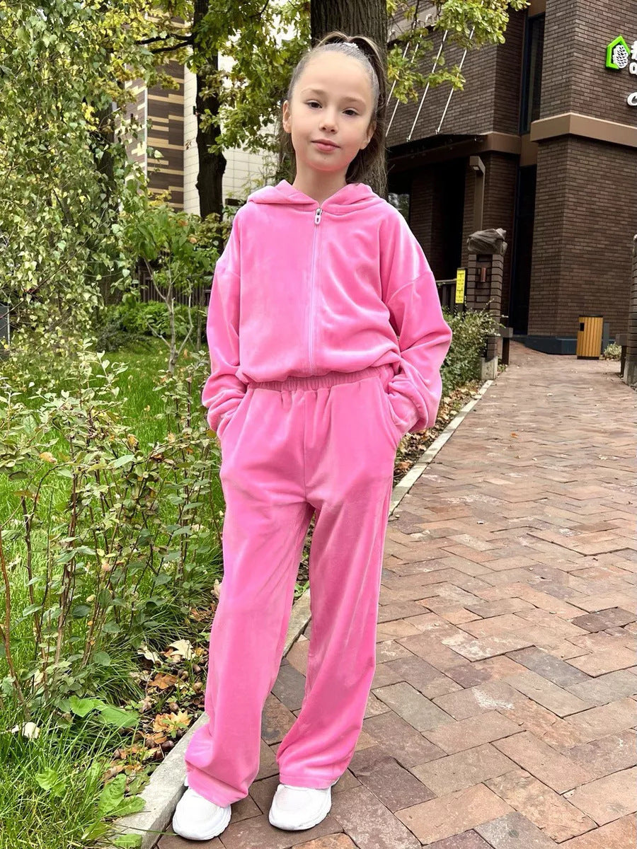 Damen Fleece-Jogginganzug mit Kapuze und elastischem Bund Heidi-Mode