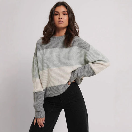 Damen gemütlicher Strickpullover mit modernem Muster und lässigem Schnitt Heidi-Mode