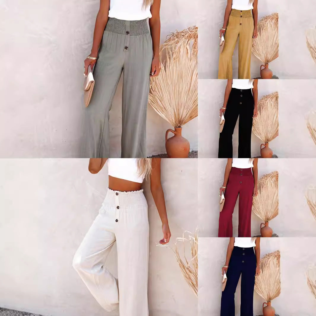 Damen Hoch geschnittene, weit geschnittene Sommerhose Heidi-Mode
