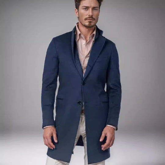 Herren eleganter Langmantel aus weichem Stoff Heidi-Mode