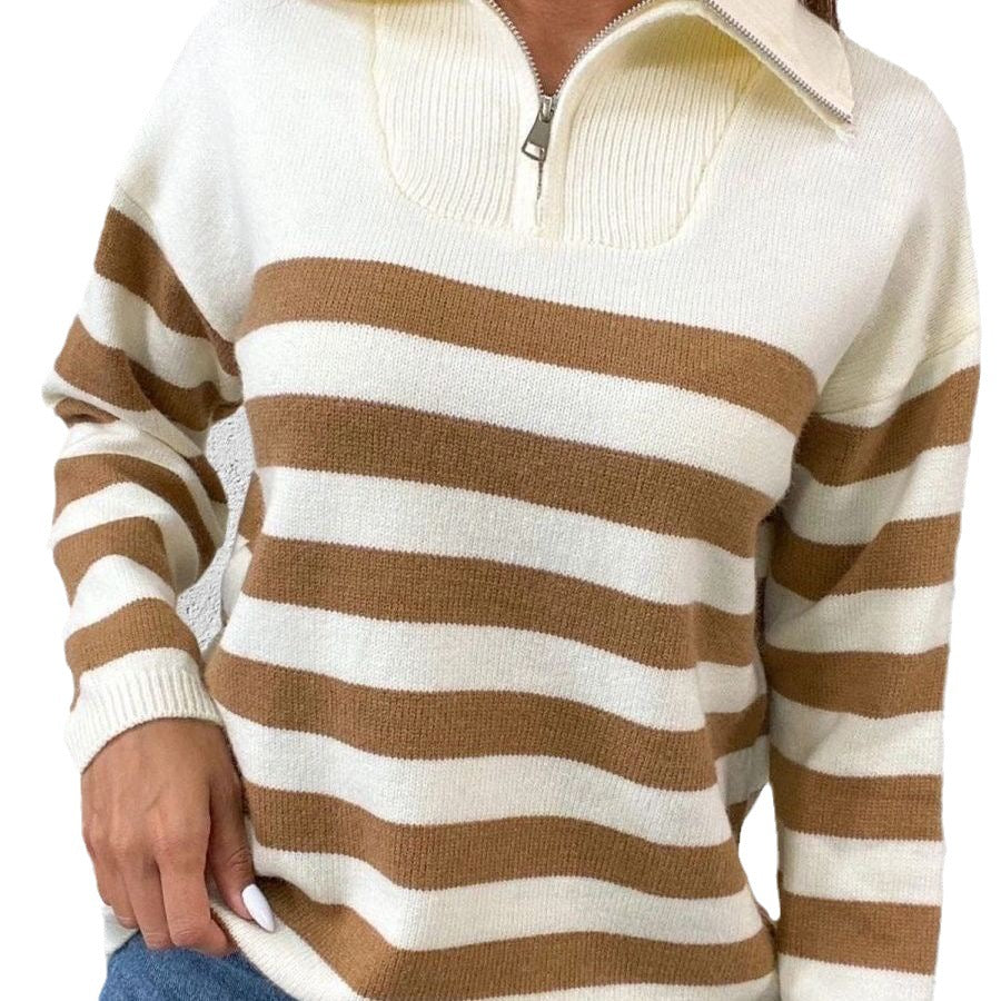 Damen Sweatshirt mit Stehkragen und Reißverschluss Heidi-Mode