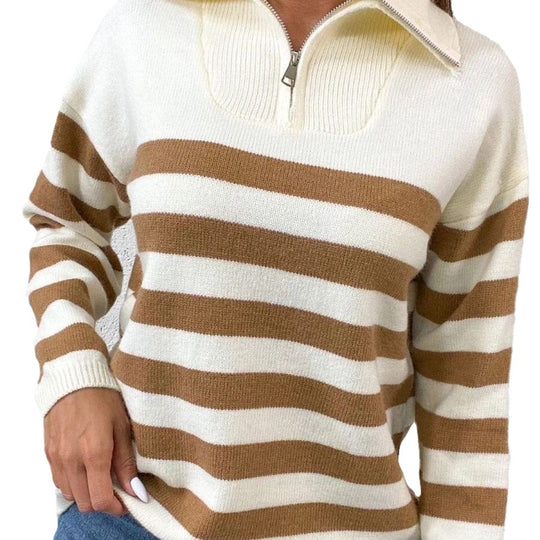 Damen Sweatshirt mit Stehkragen und Reißverschluss Heidi-Mode