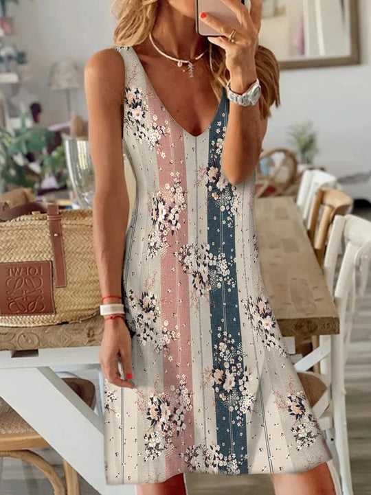 Damen Floral Print A-Linien Sommerkleid Heidi-Mode