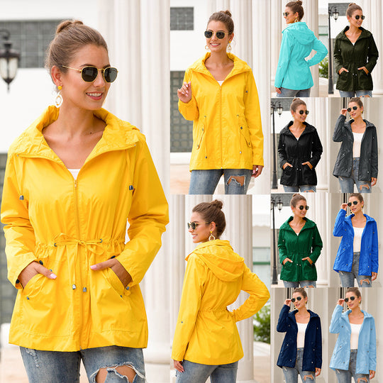 Damen leichte Übergangsjacke mit verstellbarem Taillenzug und praktischen Taschen Heidi-Mode