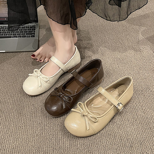 Damen elegante Mary Jane Schuhe mit dekorativem Schleifen-Detail und verstellbarem Riemen Heidi-Mode