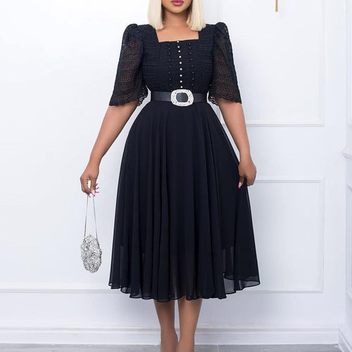 Heidi-Mode | Damen Country Chic Antik Stil Kleid mit Bundgürtel