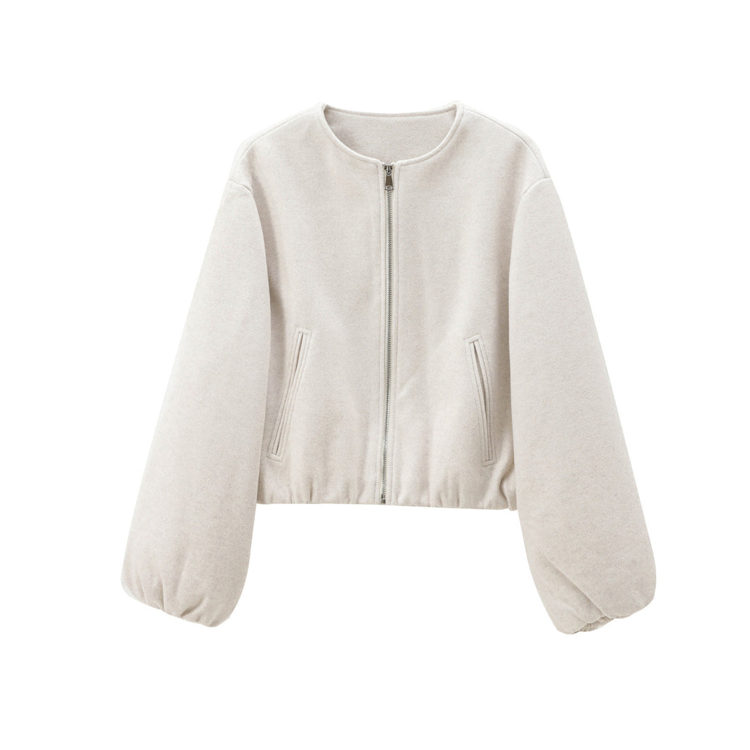 Damen modische Zip-Jacke mit oversized Ärmeln und tiefen Taschen Heidi-Mode