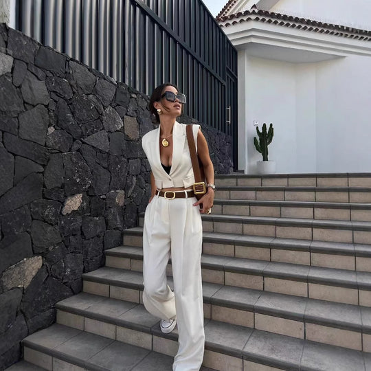 Damen Weite Palazzo-Hose mit eleganter Bundfaltenverarbeitung Heidi-Mode