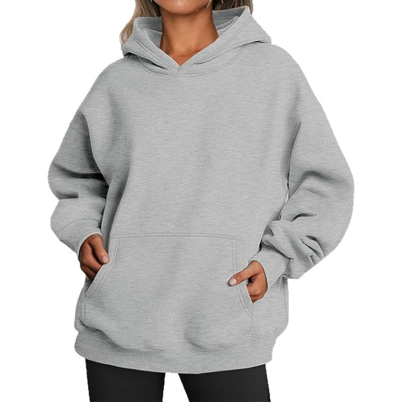 Damen Übergrößen Kapuzenpullover mit praktischen Taschen undlässigem Schnitt Heidi-Mode