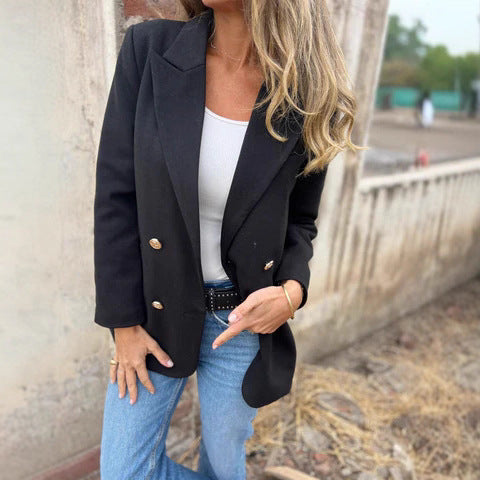 Damen eleganter und bequemer Blazer mit doppelter Knopfleiste Heidi-Mode