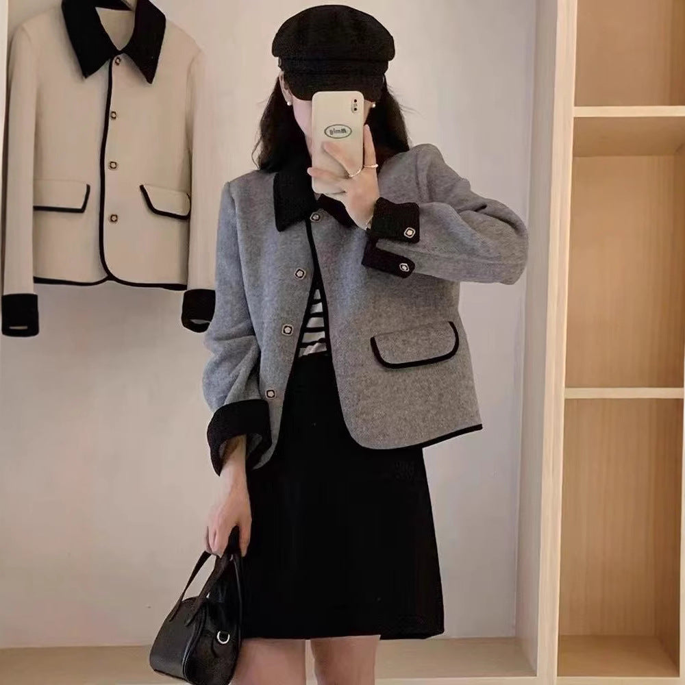 Damen elegante Kurzjacke mit kontrastierenden Details Heidi-Mode
