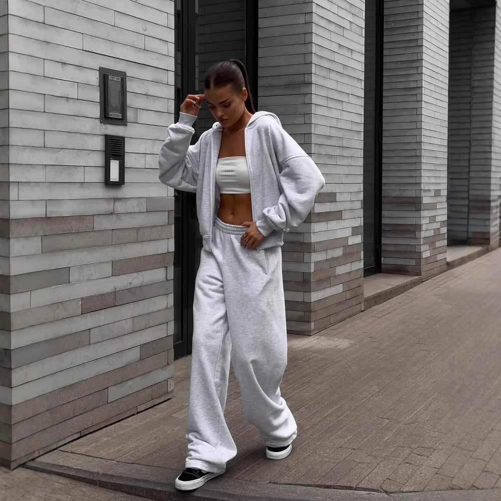 Damen Sportlicher Oversized Hoodie und weite Jogginghose Set Heidi-Mode