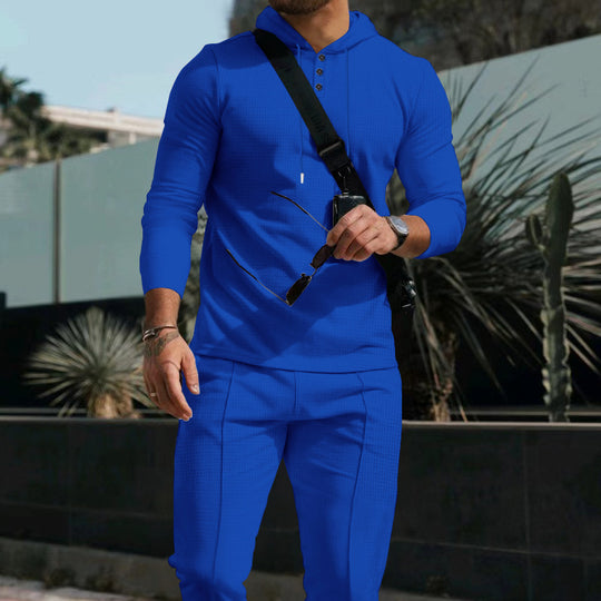 Herren Kapuzenpullover mit Knopfdetail und sportlicher Passform Heidi-Mode