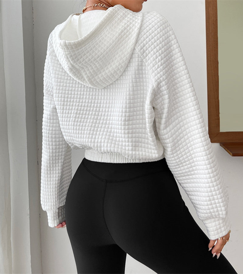 Damen modischer cropped Hoodie mit strukturierter Oberfläche Heidi-Mode