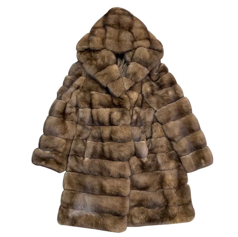 Damen Luxuriöser Kunstfellmantel im modischen Patchwork-Design Heidi-Mode